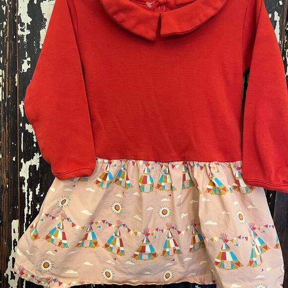 Little Green Radicals sweet Native American teepee dress.  Size 9-12 mos. - Picture 1 of 9